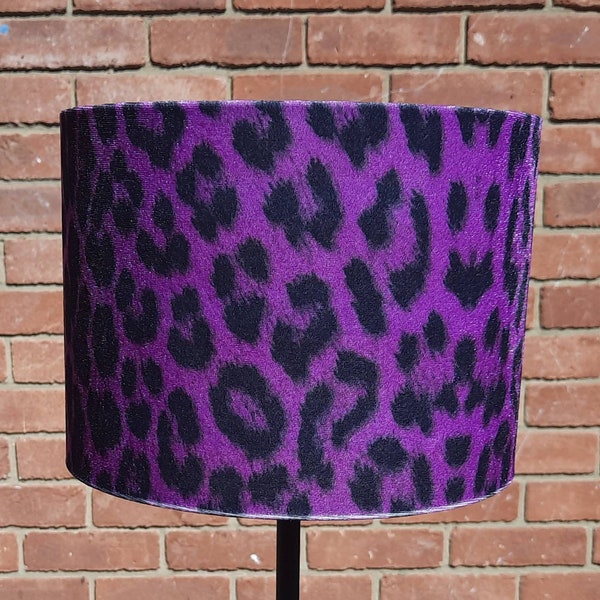 20 X 15 cm Purple Leopard Animal Print Velour Drum lampshade and Ceiling Pendant