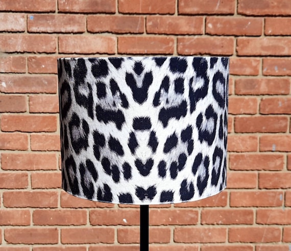 Handmade Leopard Animal Print and Black Fabric Lampshade Available In 8 Sizes