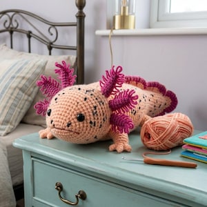 Häkelanleitung für einen Axolotl, gesprenkeltes Amigurumi-Plüschtier, Anfängerfreundlich (PDF-Download)