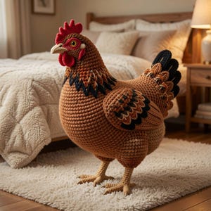 Hen Crochet Pattern PDF | Large Standing Chicken Amigurumi | Beginner Friendly Farmyard Bird | Instant Download