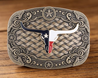 Texas Longhorn Gürtelschnalle Lone Star Flagge Cowboy Schnalle Western Bull Skull Gürtel Zubehör Land Rodeo Schmuck Männer Frauen Texas Geschenk