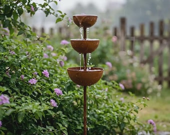 Vintage Iron Rain Catcher Bird Bath | Rustic Outdoor Bird Feeder Dish for Garden