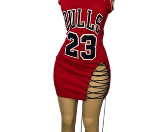 Red Bulls Jersey Dress w Split Tie Up