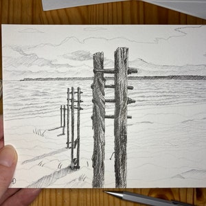 Original Drawing - Broughty Ferry Beach - Orginal artwork by Agnieszka Drewniak
