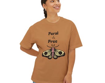 Feral & Free Moth illustration Tee | Butterfly Moth Graphic Shirt