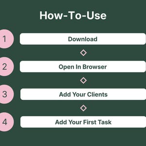 How to use VADesk Planning: download the file, open it in your browser, set up your business, and add your first client