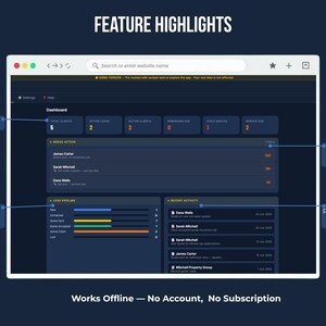 FieldKit CRM features: lead pipeline, reminders, VIP tracking, payment reliability, offline use — small business CRM instant download