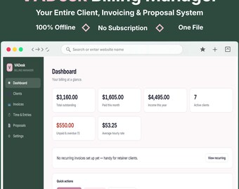 Invoice Tracker & Billing Manager | Client Invoicing, Time Tracking, Proposals, Retainer and Recurring Billing | No Spreadsheet Needed