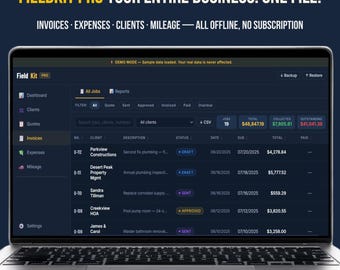 Small Business Finance Tracker | Invoice and Expense Tracker for Self-Employed | Client CRM, Mileage Log & Quote Builder | Instant Download
