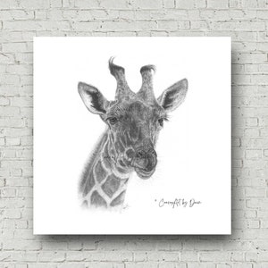 Giraffe; Cute Giraffe Print; Giraffe Wall Art; Cute Animal Print; Cute Funny Kitchen Art; Cute Giraffe Nursery Art; Giraffe Print Square