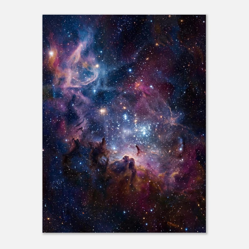 Nebula Wall Art Print, Star Cluster Poster, Deep Space Photography Style, Celestial Gift image 3