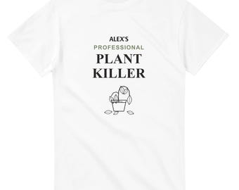 Camiseta de Asesino Profesional de Plantas, Camiseta con Nombre Personalizado, Regalo Divertido para Amantes de las Plantas, Camiseta de Jardinería Personalizada, Regalo para Malas Madres de Plantas