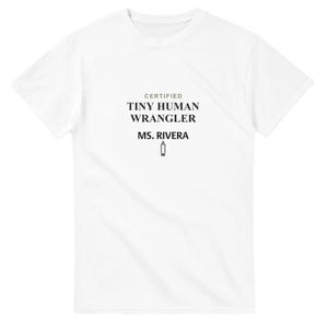 Teacher Shirt Personalized with Name, Tiny Human Wrangler Tee, Funny Back to School Gift, Custom Teacher Appreciation T-Shirt image 1