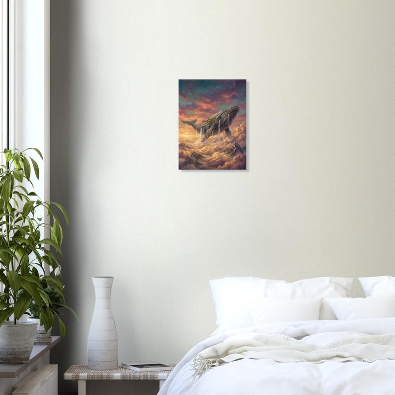 Fantasy Whale Wall Art, Surreal Sky Whale Poster, Dreamy Clouds Print, Whimsical Art, Gift Print Bild 2