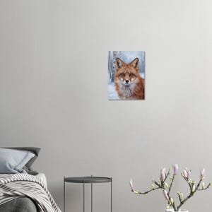 Lámina decorativa de zorro para pared, retrato de zorro invernal, arte de animales del bosque, regalo de decoración rústica para cabaña imagen 6