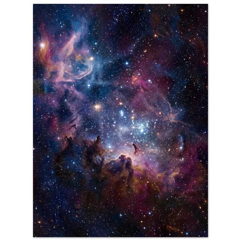 Nebula Wall Art Print, Star Cluster Poster, Deep Space Photography Style, Celestial Gift image 1