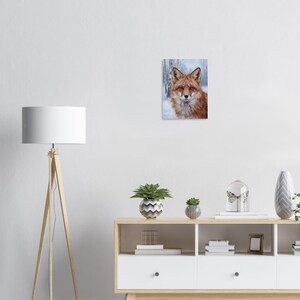 Lámina decorativa de zorro para pared, retrato de zorro invernal, arte de animales del bosque, regalo de decoración rústica para cabaña imagen 3