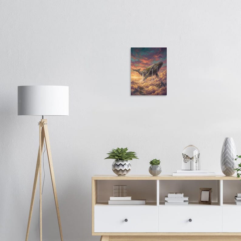 Fantasy Whale Wall Art, Surreal Sky Whale Poster, Dreamy Clouds Print, Whimsical Art, Gift Print Bild 4