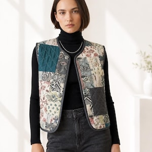 Vest Sewing Pattern, Front Tie Top Pattern, Vest Pattern, Top sewing pattern, Women Sewing Patterns, Quilted Vest, Patchwork Vest