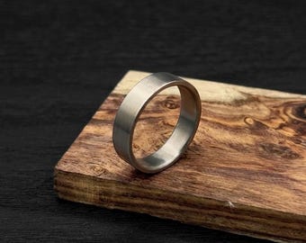 Handmade Titanium Wedding Band, Classic Beveled Edge Ring, Minimalist Unisex Design