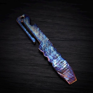 Anodized Titanium EDC Prybar, Camping Bottle Opener, Pocket Multi-Tool