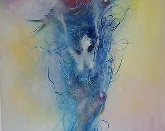Wniebowstąpienie duszy/ oryginalne płótno 1/1 100 x 68 cm/ sztuka ekspresjonistyczna, sztuka duchowa/ malarstwo dekoracyjne