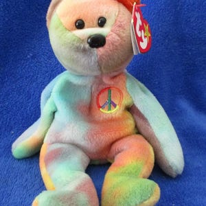 Ty Beanie Baby Peace Bear 2 Tag Errors 1996