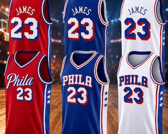 Custom Philadelphia James Basketball Jersey, Personalized LeBron Sixers Jersey, Philly Basketball Tank Top, NBA Fan Gift, Sports Jersey