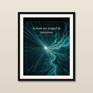 Les actions sont jugées selon les intentions (Hadith) - Affiche murale, téléchargement numérique à imprimer, décoration intérieure musulmane turquoise et or, impression de hadith en anglais