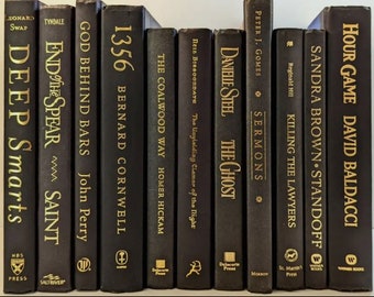 Beautiful Black Books With Gold Titles For Decorating And Shelf Filling Sold By The Foot