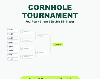 Cornhole Tournament Bracket | Pool Play + Single and Double Elimination | Up to 16 Teams Auto Bracket | Google Sheets + PDF
