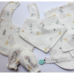 Baby Bundle - Digital Sewing Pattern - bib, burp cloth, teether, pacifier clip, no scratch mittens - Sizes 0-3mo to 18-24mo