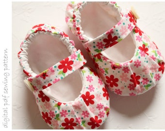 Baby Shoe Pattern - Ruched Mary Janes - Sizes 1 to 5