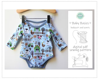 Baby Bodysuit and Pants Sewing Pattern | Onesie PDF Tutorial (Digital Download)