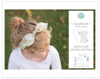 Patrón de costura para diadema de bebé y niño pequeño / Tres estilos, lazo con nudo (descarga en PDF)