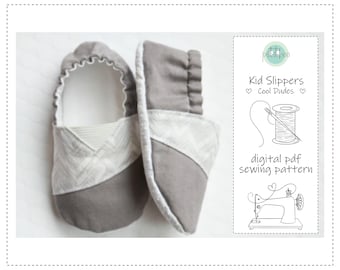 Toddler Kid Shoe Sewing Pattern | Lined Slippers, Elastic Heel (PDF Pattern)