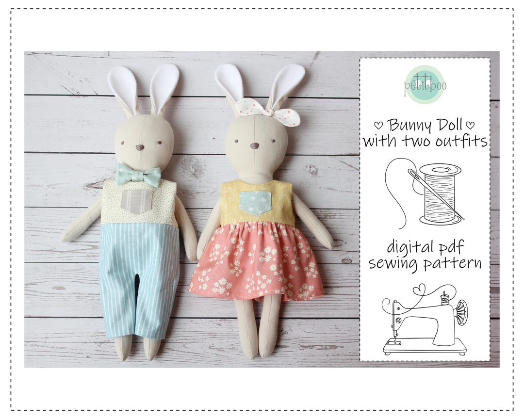 Bunny Doll Sewing Pattern With Two Outfits (digital PDF) - Etsy