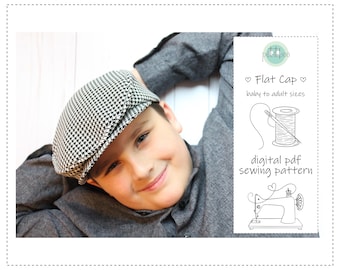 Flat Cap Sewing Pattern | Newsboy Hat, Baby to Adult Sizes (PDF Download)
