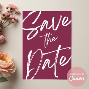 Modello di invito "Save the Date" con carattere moderno / Biglietto di nozze modificabile su Canva