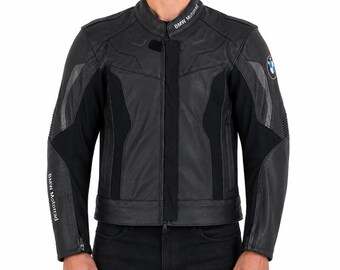BMW Motorrad Racing Jacke, gepanzertes schwarzes Leder Motorrad-Track Reitausrüstung