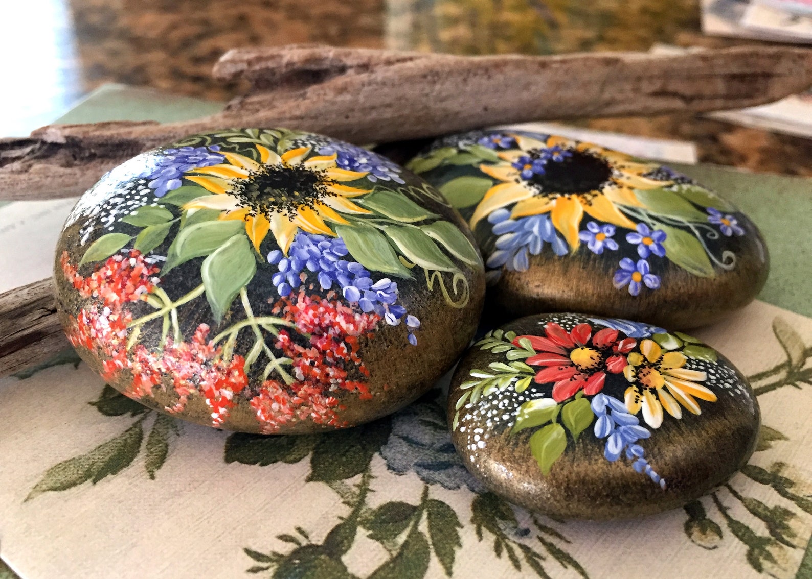 Painted Rock Sunflower Rock Fall Colors California Beach image 0.