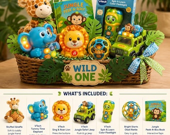 Jungle Adventure 1st Birthday Gift Basket for Boy | Wild One Birthday Gift (Pre-Order)