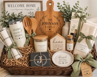 Personalized Housewarming Gift Basket | New Home Gift | Realtor Closing Gift | Welcome Home Basket | Custom Housewarming Gift