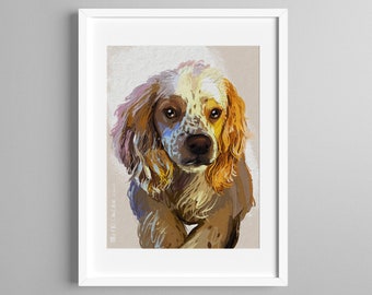 Portrait animalier personnalisé, don pour les animaux, dessin chat et chien, affiche imprimée à encadrer, papier naturel beaux-arts