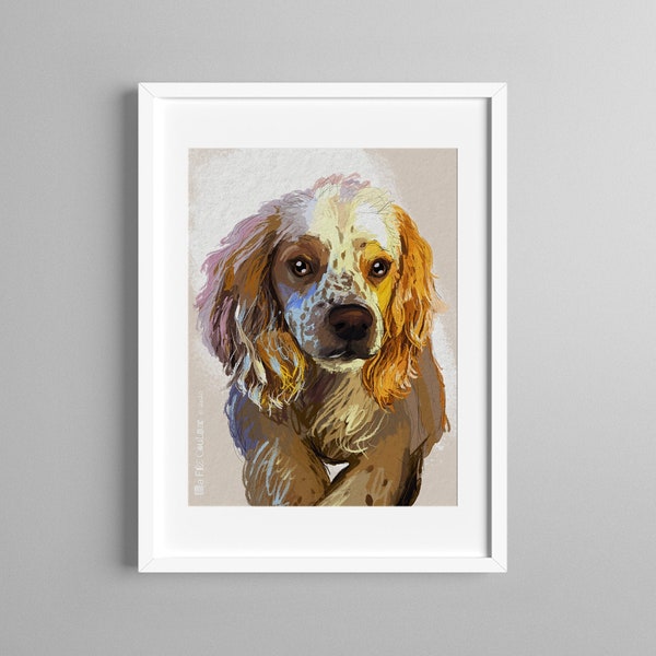 Portrait animalier personnalisé, don pour les animaux, dessin chat et chien, affiche imprimée à encadrer, papier naturel beaux-arts