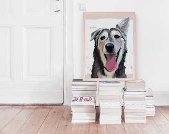 Illustration animalière, portrait unique de chat ou chien, sur mesure d'après photos, impression papier de qualité, cadeau original