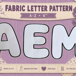 Patroon voor stoffen letters | Naaialfabet-sjablonen van 15 cm (digitale download)