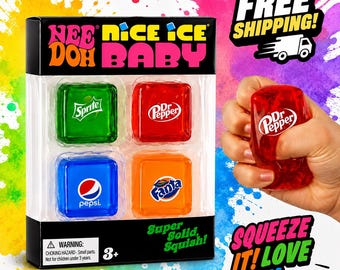 NeeDoh Nice Ice Baby 4-Pack Squishy Cubes | Colorful Sensory Stress Toy Set