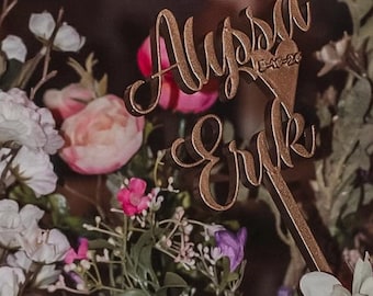 Personalisierter Hochzeitstorte Topper | Benutzerdefinierte Nachname Cake Topper | Mr & Mrs Hochzeitsdeko | Acryl oder Holz Cake Topper | Brautparty Geschenk