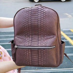 Bespoke Python Leather Backpack: Brown exotic skin bag